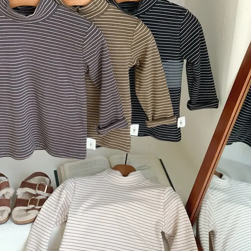 Kids Striped Turtleneck Base Layer T-shirt