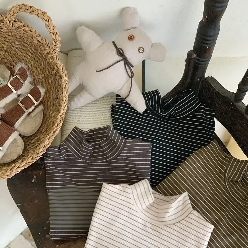 Kids Striped Turtleneck Base Layer T-shirt