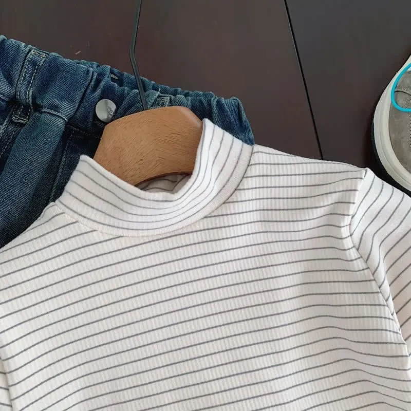 Kids Striped Turtleneck Base Layer T-shirt
