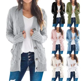 Knitted Cardigan V-Neck Button Sweater