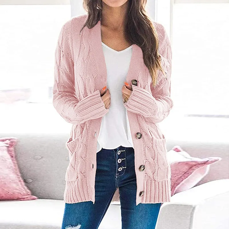 Knitted Cardigan V-Neck Button Sweater