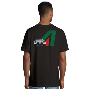 Lancia Stratos - Men's Oversized Rear Print Black T-shirt