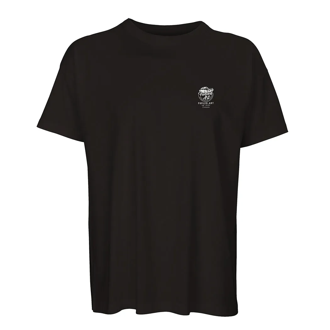 Lancia Stratos - Men's Oversized Rear Print Black T-shirt