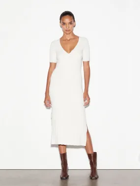 Layered Wrap Sweater Dress Bone