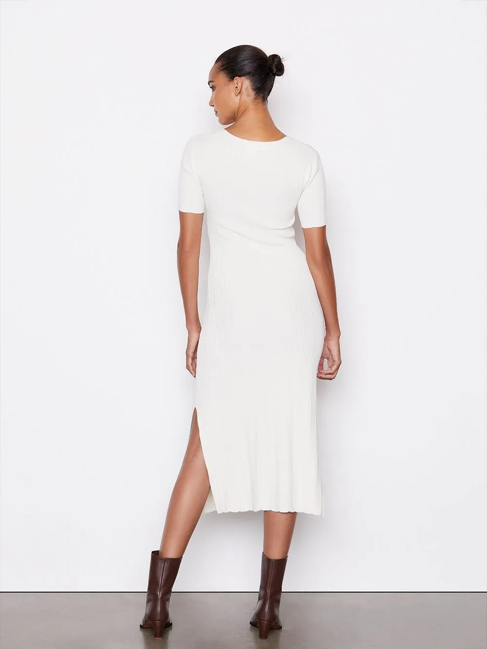 Layered Wrap Sweater Dress Bone