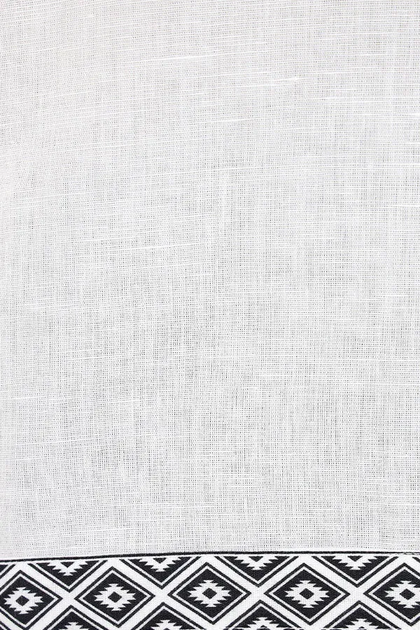 Linen blend Qurta Shirt with printed hem & turnup sleeves