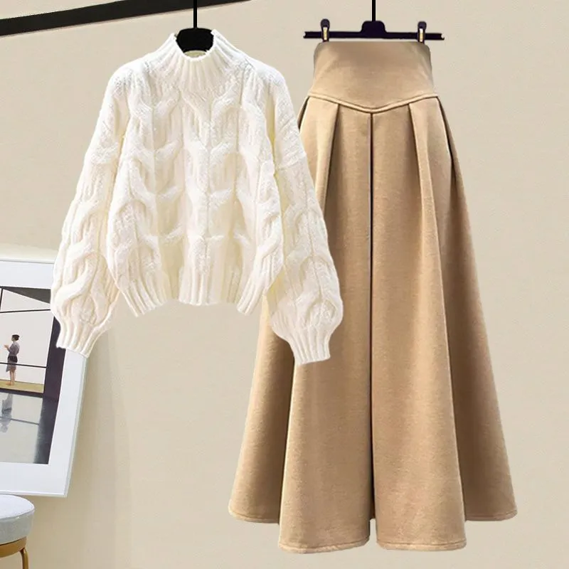 LovelyRLovely Women's Oversized Knitted Sweater With Skirt