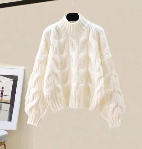 LovelyRLovely Women's Oversized Knitted Sweater With Skirt