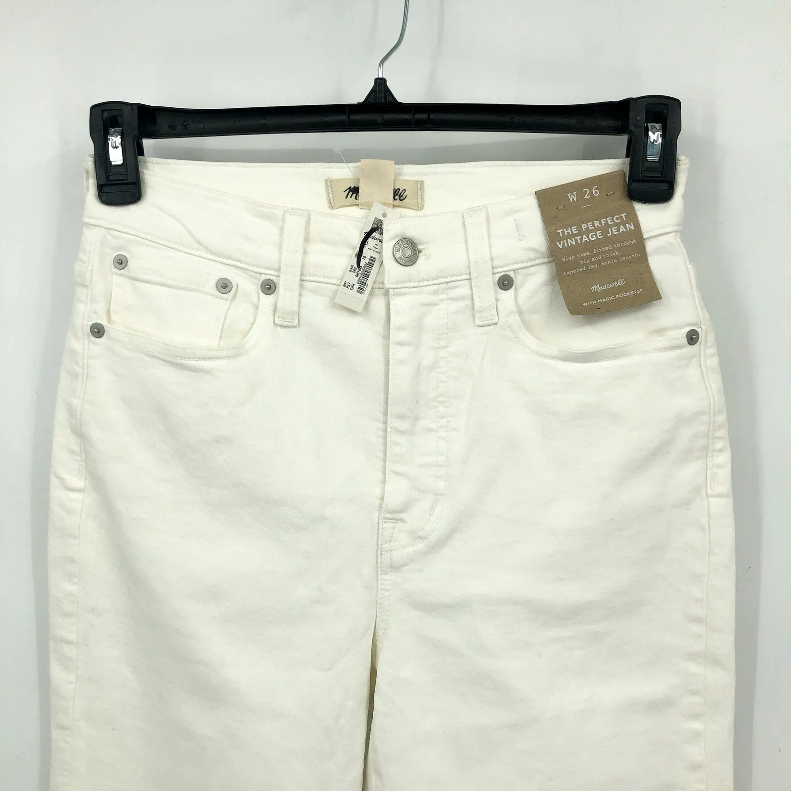 MADEWELL Womens Perfect Vintage Jeans 26 US 2 Tile White High Rise Stretch NWT