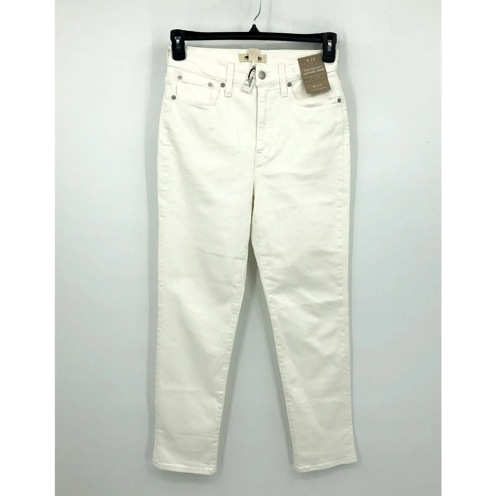 MADEWELL Womens Perfect Vintage Jeans 26 US 2 Tile White High Rise Stretch NWT