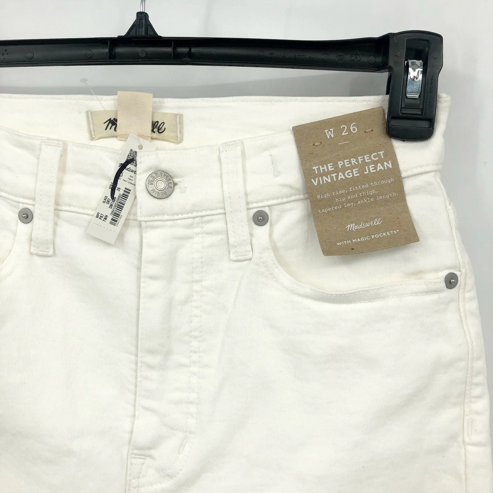 MADEWELL Womens Perfect Vintage Jeans 26 US 2 Tile White High Rise Stretch NWT