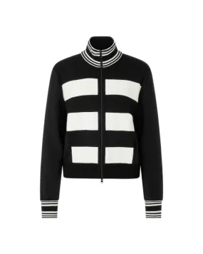Marc Cain Wide Stripe T-Neck Zip Cardigan