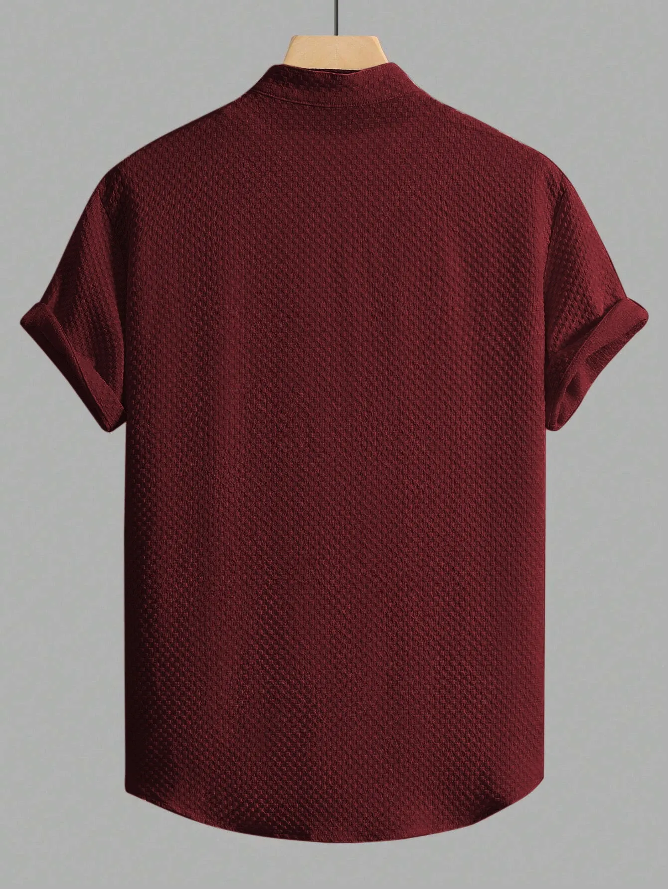 Maroon Men Regular Fit Solid Casual Half Sleeves Shirt
