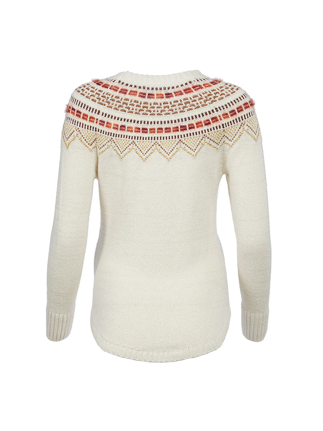 Maternity Shimmer Fair Isle Shirttail Sweater in Whisper White