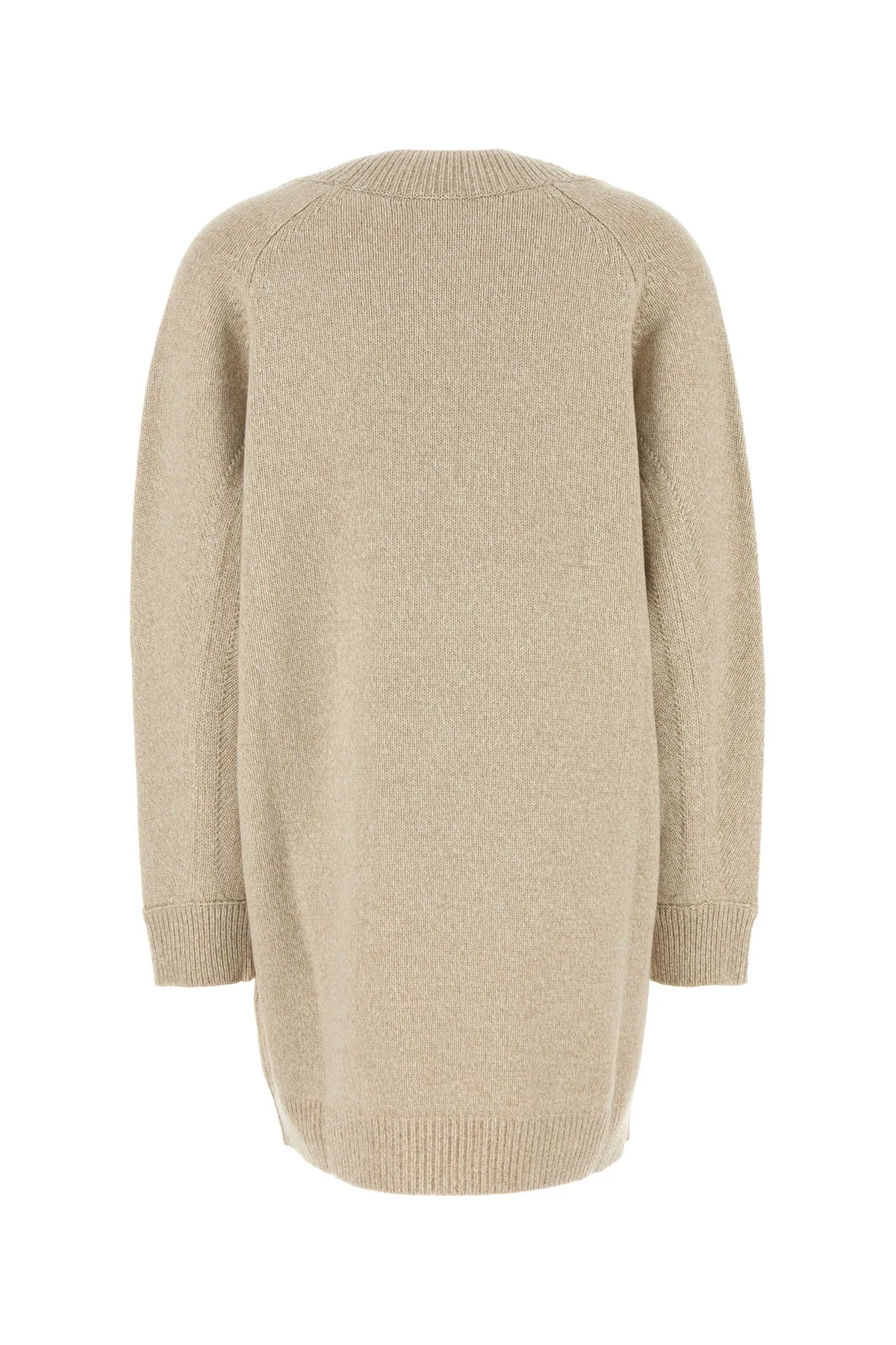 Melange beige wool blend sweater dress