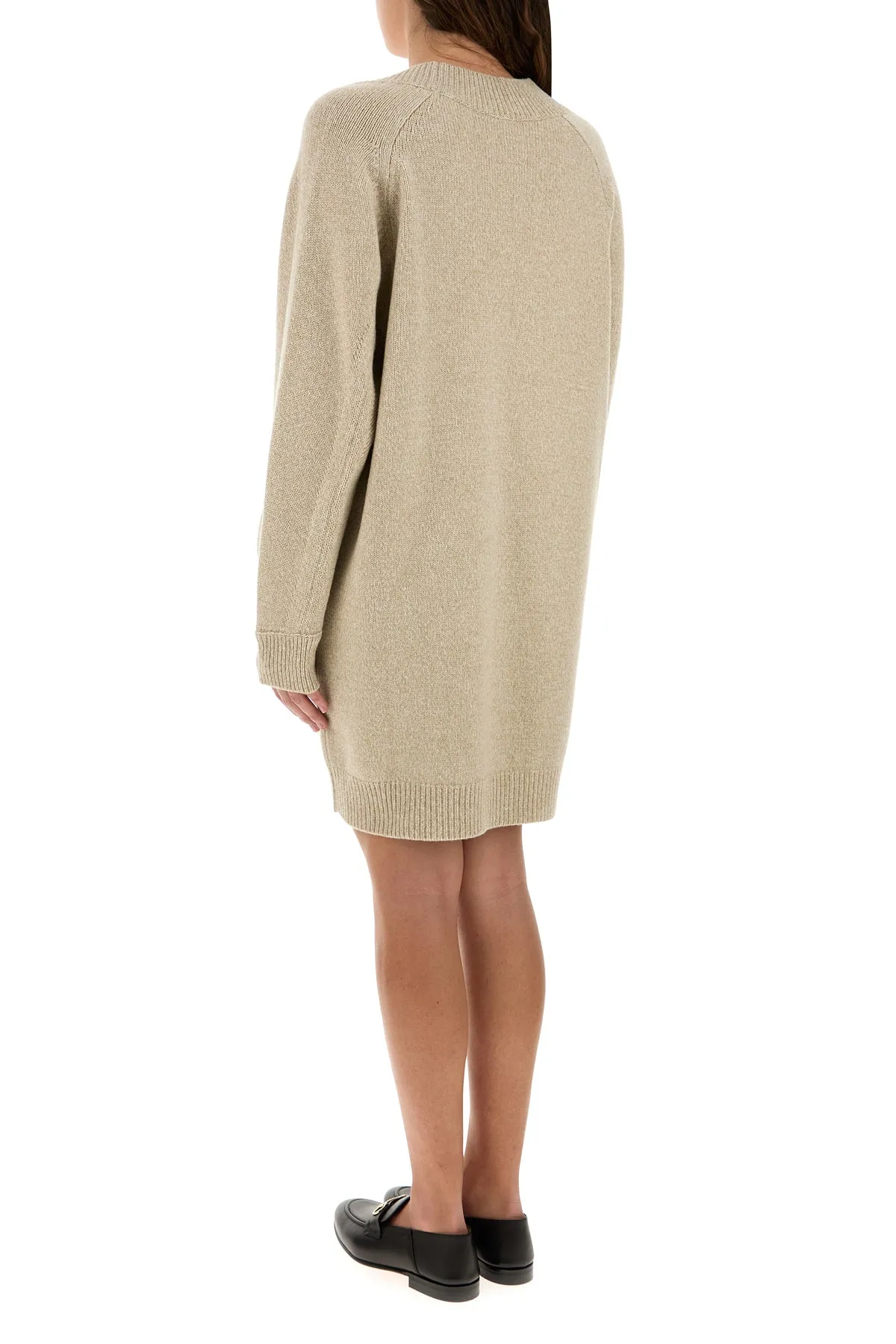 Melange beige wool blend sweater dress