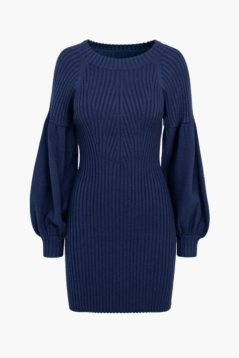 Mellie Ribbed Puff Sleeve Sweater Dress