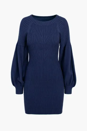 Mellie Ribbed Puff Sleeve Sweater Dress