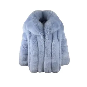 Mens 3/4 Sky Blue Fox Coat Style # 9001