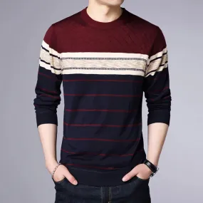 Men's Casual Striped Long Sleeved Pullover