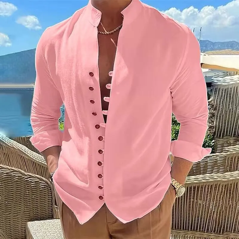 Men's Fashionable Casual Loose Cotton Long Sleeve Shirt - GlamzLife