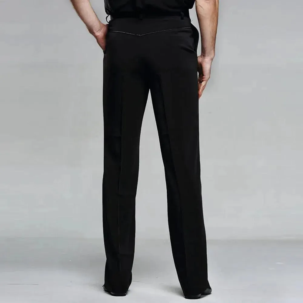 Mens Latin Dance Pants – Black Pants Dance for Ballroom, Modern & Latin Dance Practice with Pocket and Belt