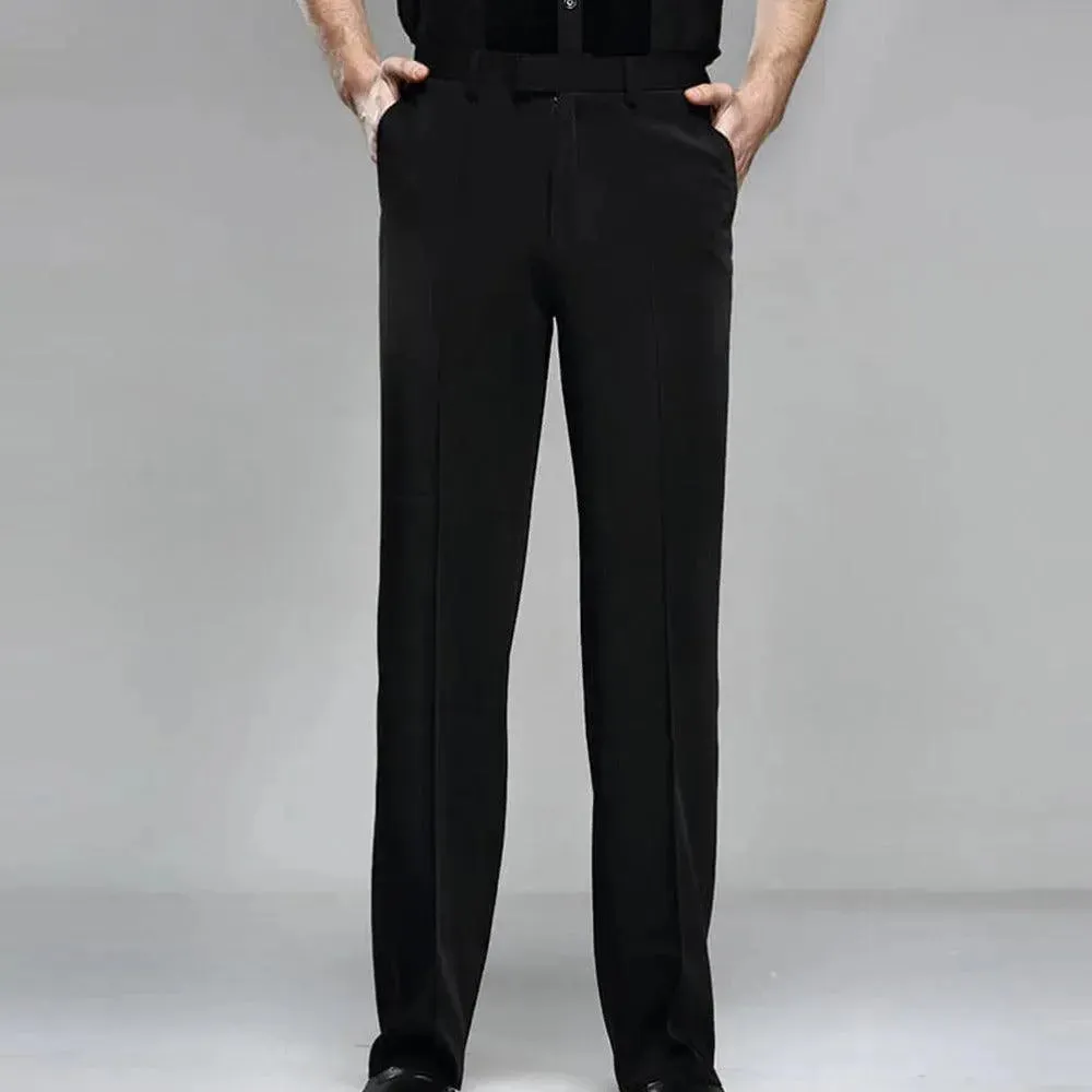 Mens Latin Dance Pants – Black Pants Dance for Ballroom, Modern & Latin Dance Practice with Pocket and Belt