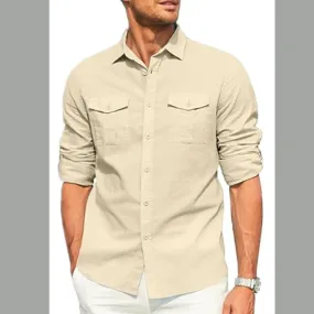 Men's Plus Size Button Down Collared Neck Long Sleeve Shirt