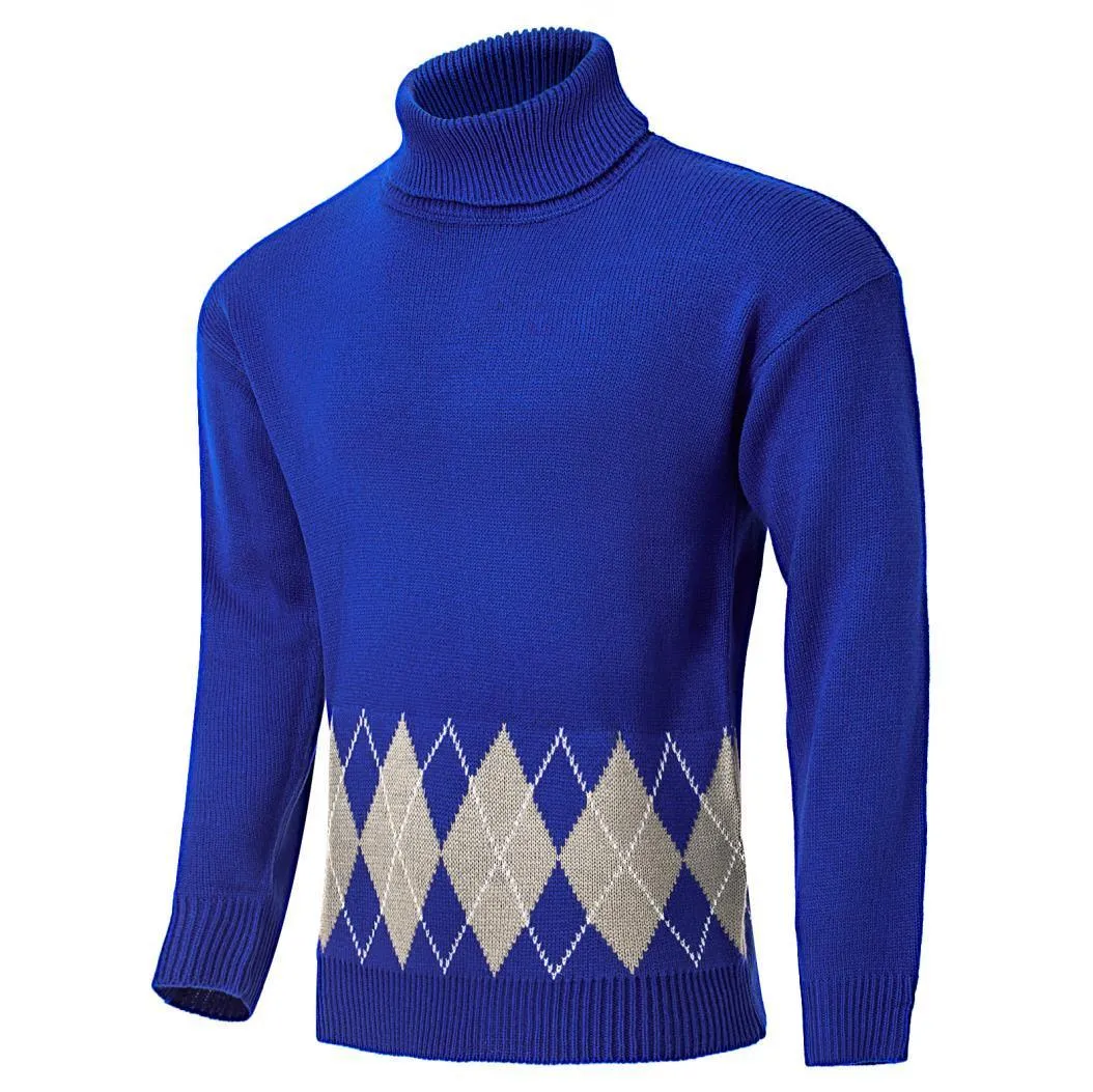 Men's Retro Argyle Turtleneck Sweater
