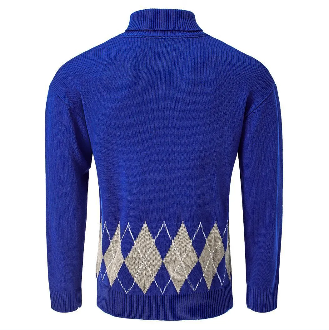 Men's Retro Argyle Turtleneck Sweater