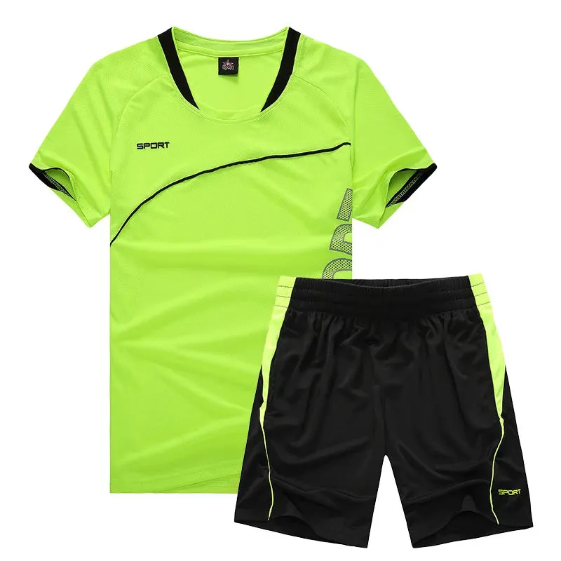 Men's Sportswear Summer Short-Sleeved Gym Clothing Men Running Football Uniform Fitness Loose Quick Dry Clothes Ropa Deportiva