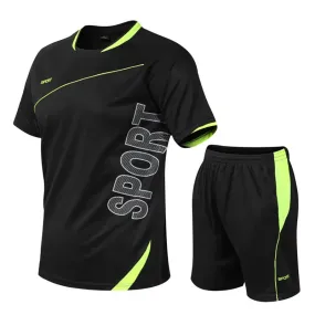 Men's Sportswear Summer Short-Sleeved Gym Clothing Men Running Football Uniform Fitness Loose Quick Dry Clothes Ropa Deportiva