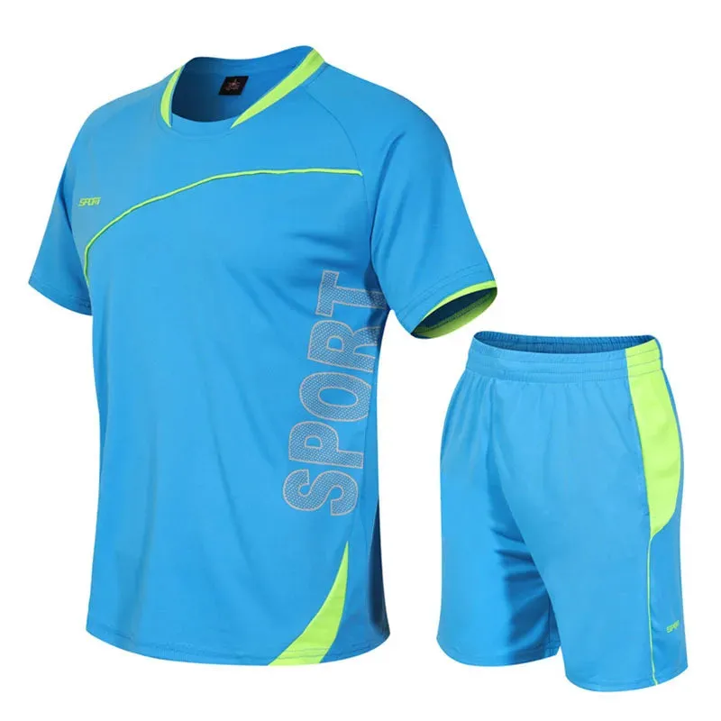 Men's Sportswear Summer Short-Sleeved Gym Clothing Men Running Football Uniform Fitness Loose Quick Dry Clothes Ropa Deportiva