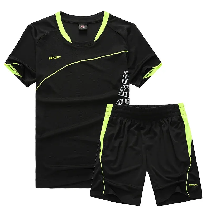 Men's Sportswear Summer Short-Sleeved Gym Clothing Men Running Football Uniform Fitness Loose Quick Dry Clothes Ropa Deportiva