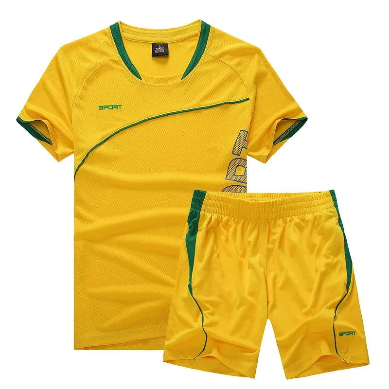 Men's Sportswear Summer Short-Sleeved Gym Clothing Men Running Football Uniform Fitness Loose Quick Dry Clothes Ropa Deportiva