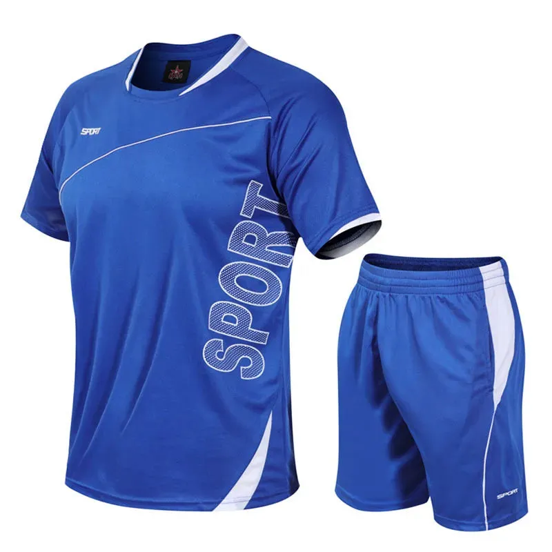 Men's Sportswear Summer Short-Sleeved Gym Clothing Men Running Football Uniform Fitness Loose Quick Dry Clothes Ropa Deportiva