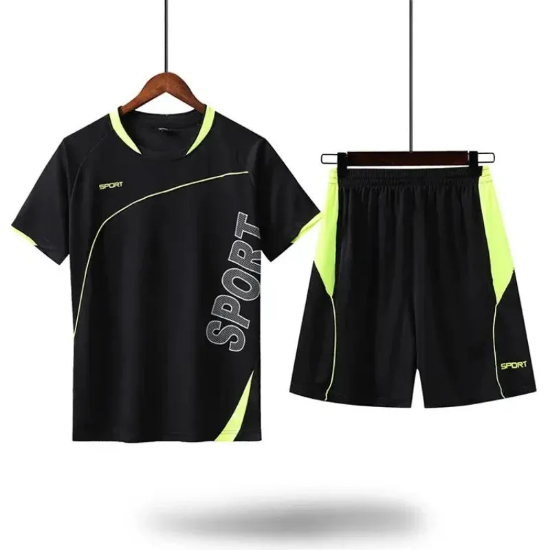 Men's Sportswear Summer Short-Sleeved Gym Clothing Men Running Football Uniform Fitness Loose Quick Dry Clothes Ropa Deportiva