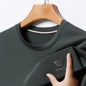 Men's Summer Embroidered Round Neck Short Sleeved T-shirt Casual Fashion Breathable Comfortable