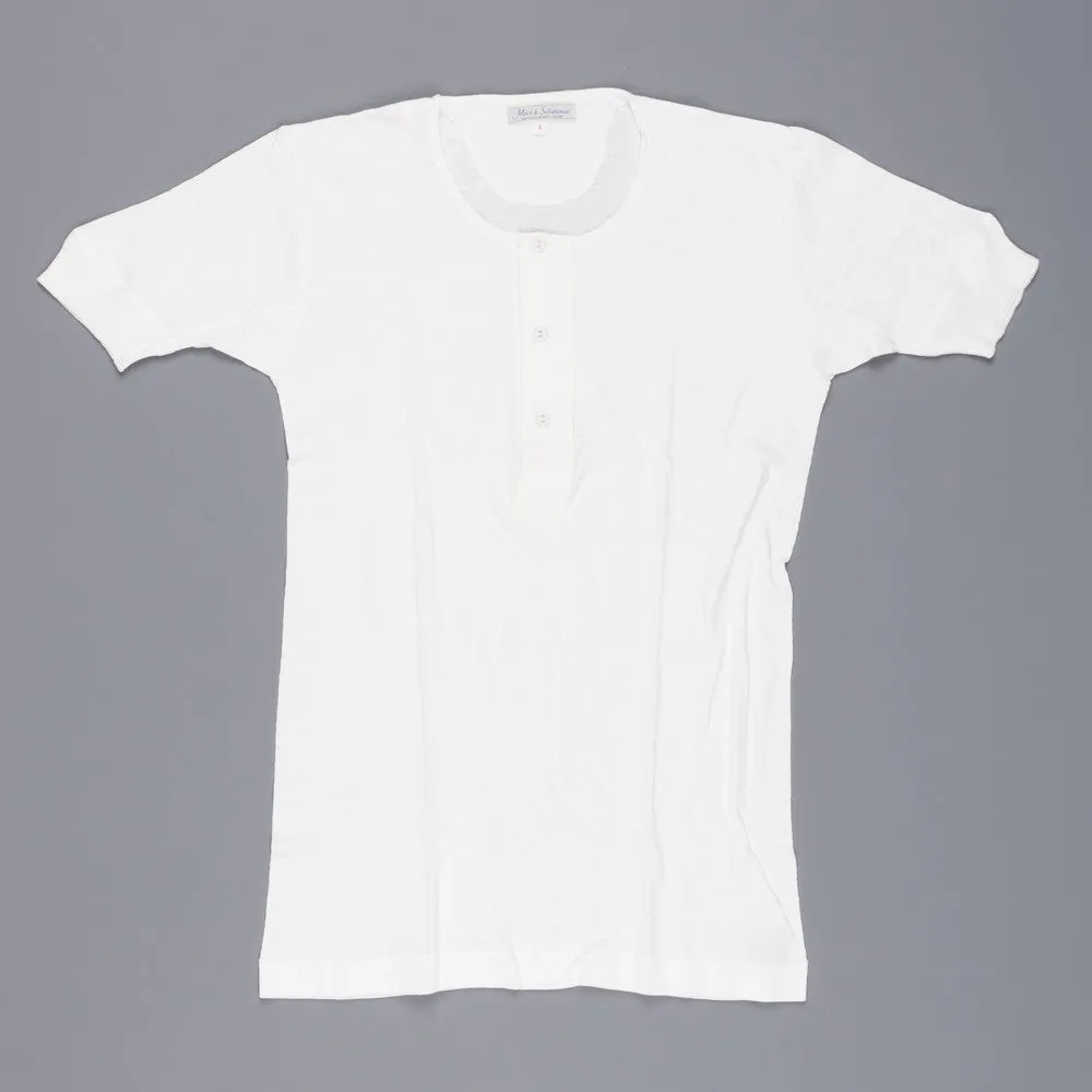 Merz B. Schwanen 103 button facing shirt 1/4 sleeve white