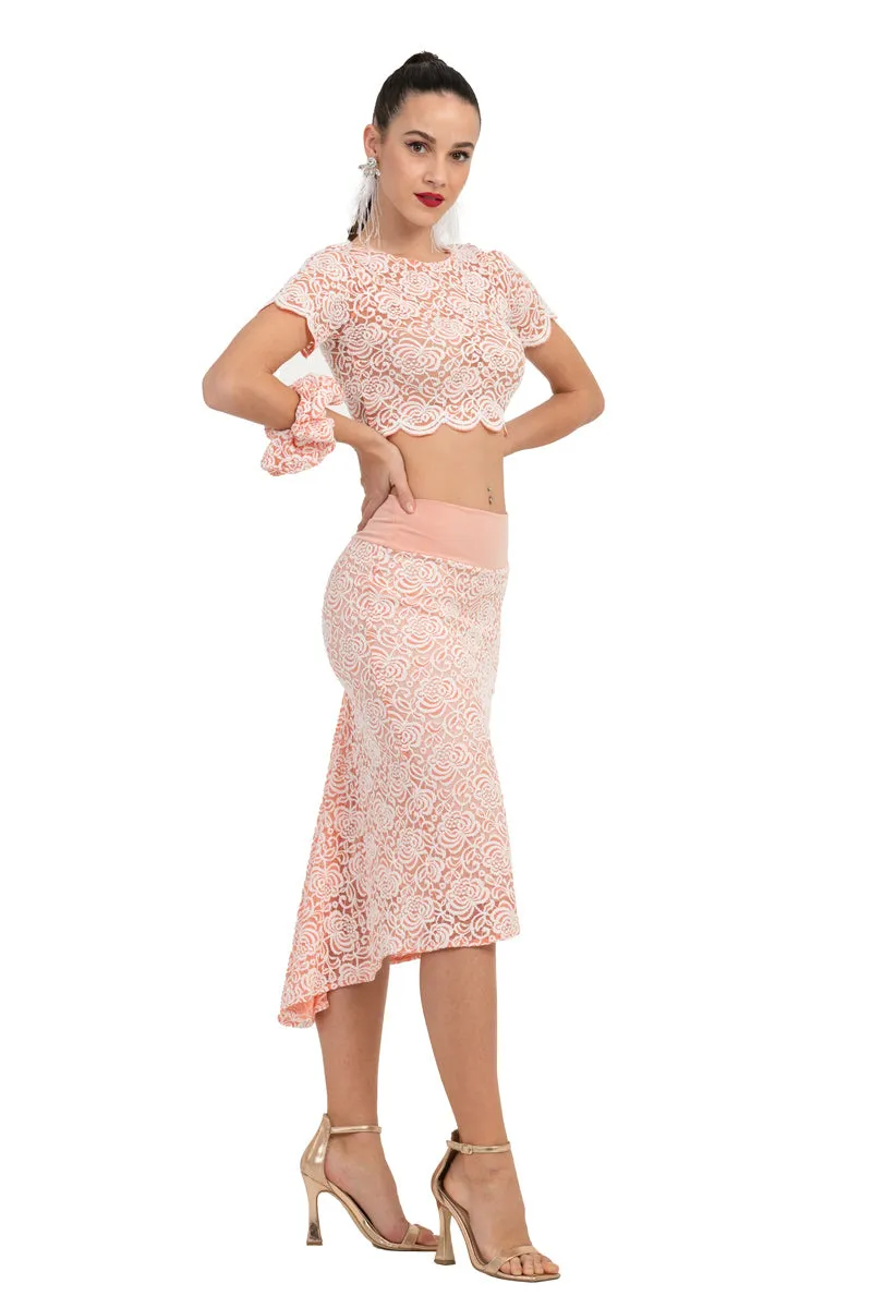 Mint Floral Lace Crop Top