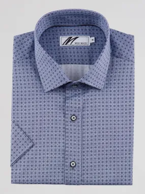 Mish Mash Sandbar Printed Short Sleeve Casual Shirt - Navy