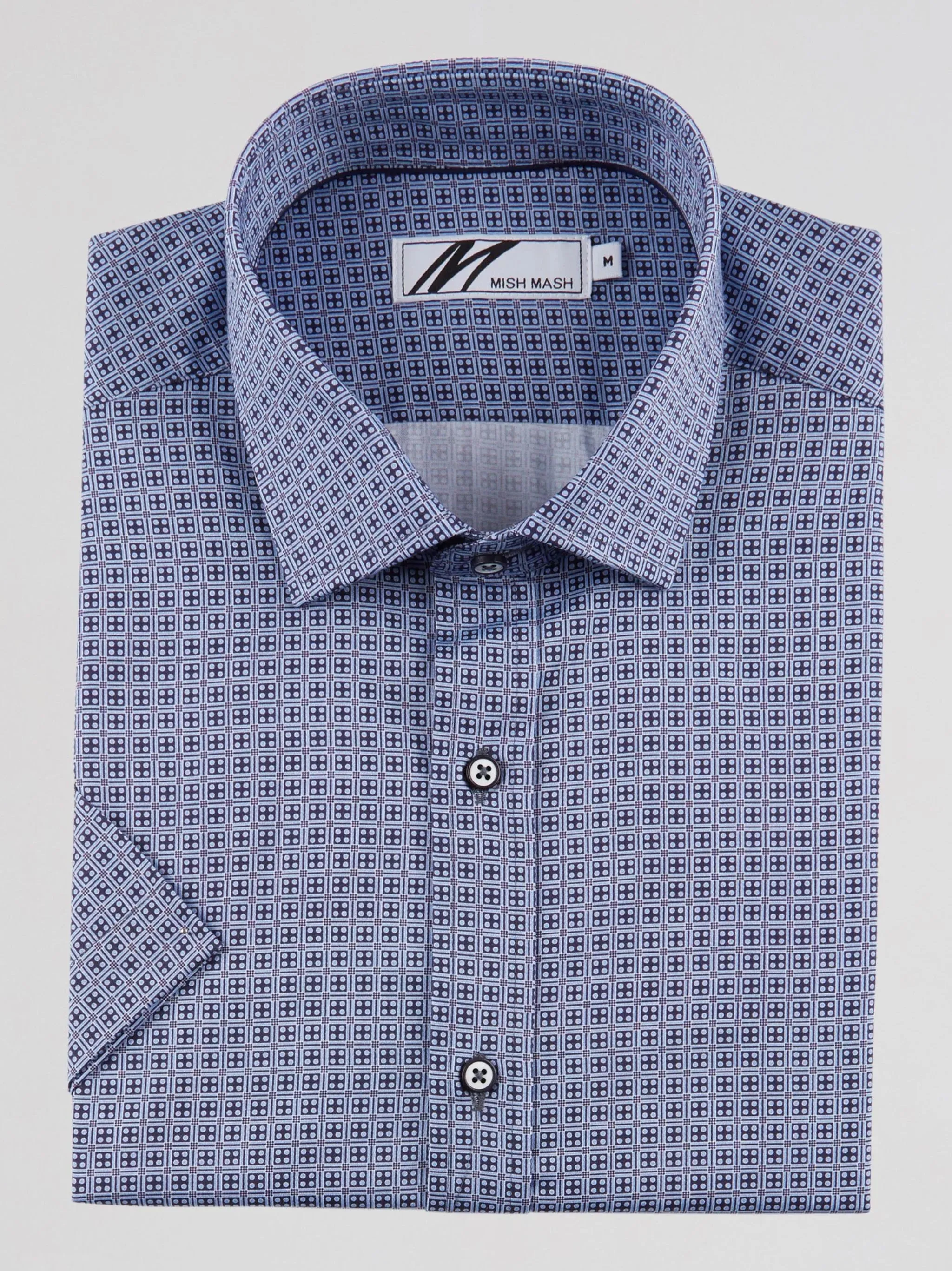 Mish Mash Sandbar Printed Short Sleeve Casual Shirt - Navy