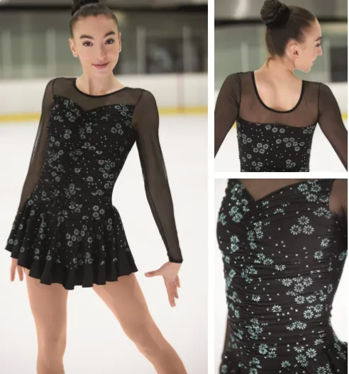 Mondor Competition Skating Dress 671 Glitter Floral Youth & Adult