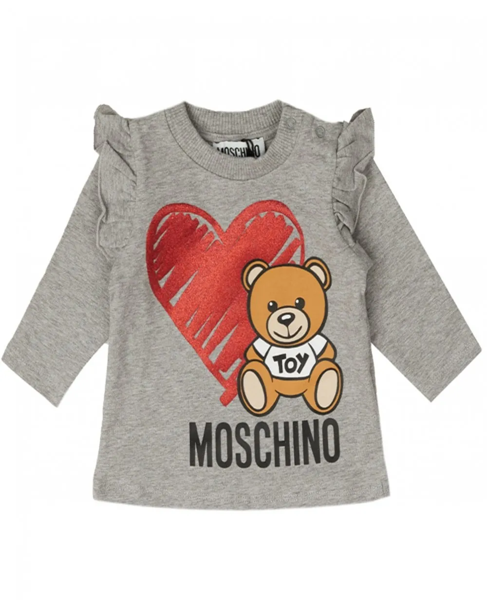 MOSCHINO BABY GIRLS T-SHIRT WITH HEART TOY BEAR