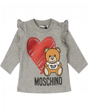 MOSCHINO BABY GIRLS T-SHIRT WITH HEART TOY BEAR