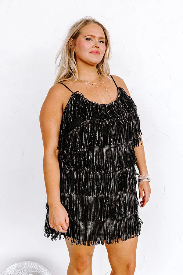 Music City Magic Fringe Mini Dress in Black Curves