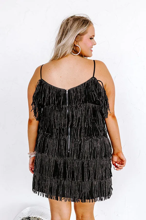 Music City Magic Fringe Mini Dress in Black Curves
