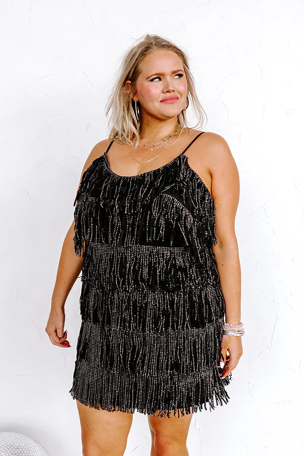 Music City Magic Fringe Mini Dress in Black Curves