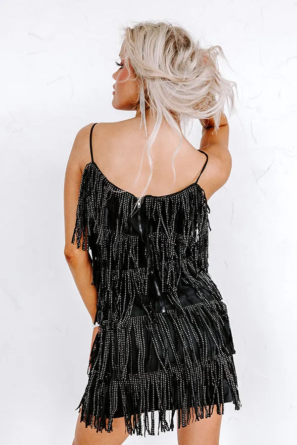 Music City Magic Fringe Mini Dress in Black