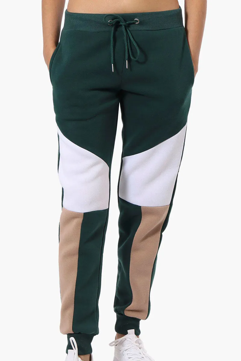 New Look Colour Block Fleece Joggers - Olive